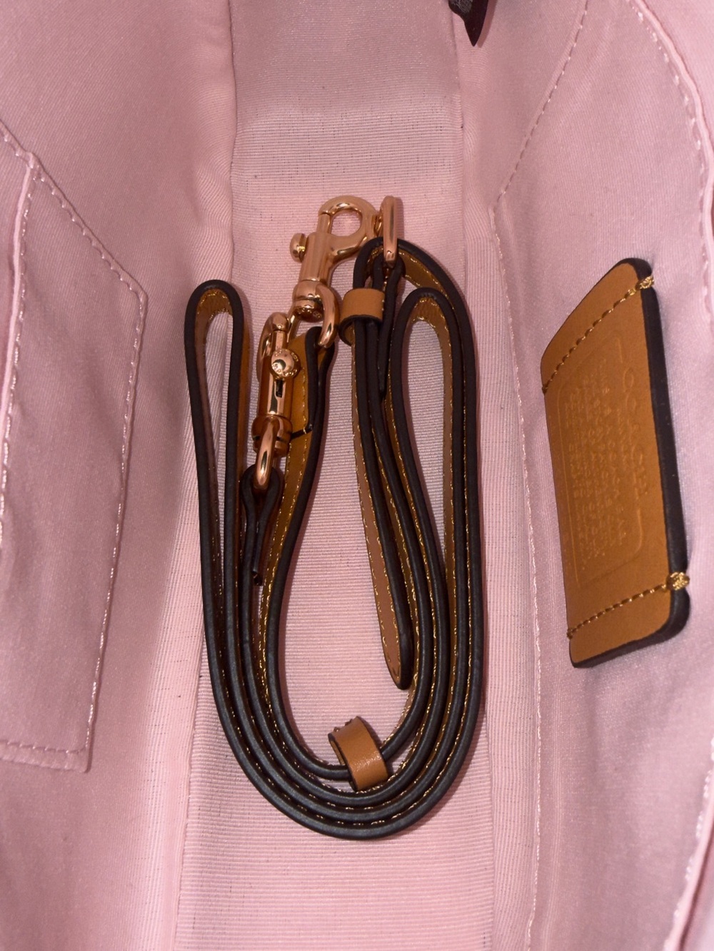 COACH Pink Teri Charm Signature Chain Shoulder Bag with Floral Charm - Picture 8 of 9